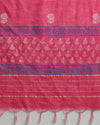 Katan Silk Gorgeous Suit (T+B+D)s Magenta Blockprinted