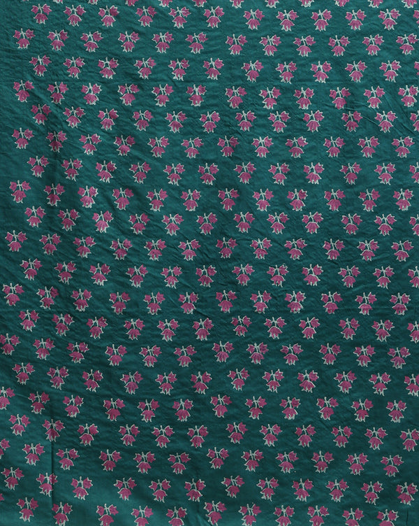 Katan Silk Gleaming Blockprint Green Suit