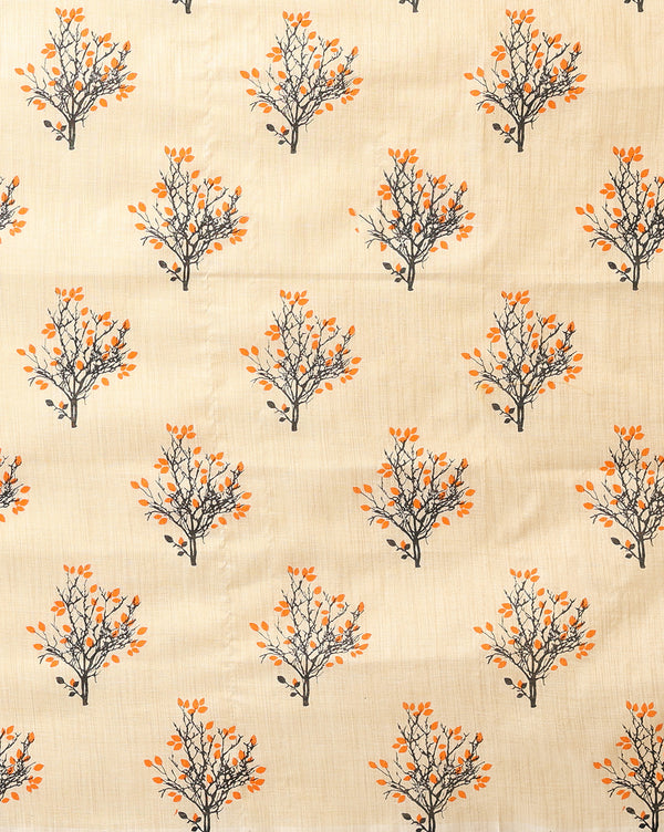 Blossom Blockprinted Khadi Silk Leafy Beige Suit