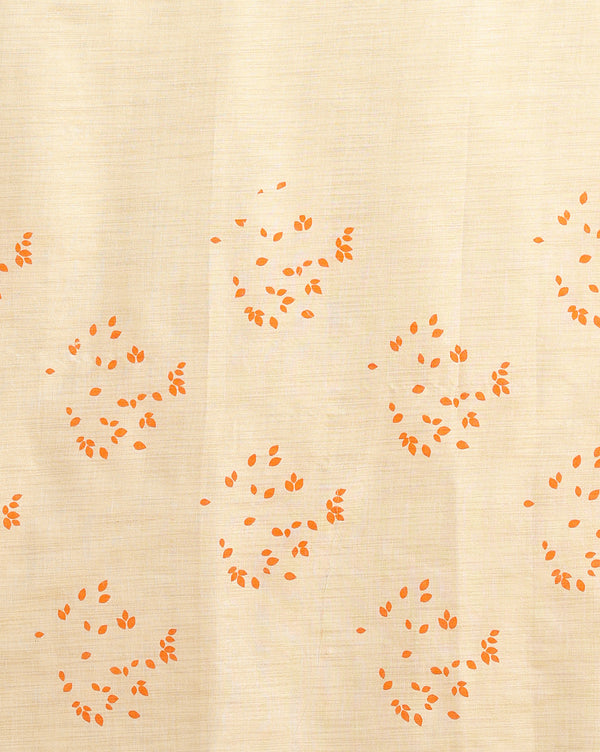 Blossom Blockprinted Khadi Silk Leafy Beige Suit