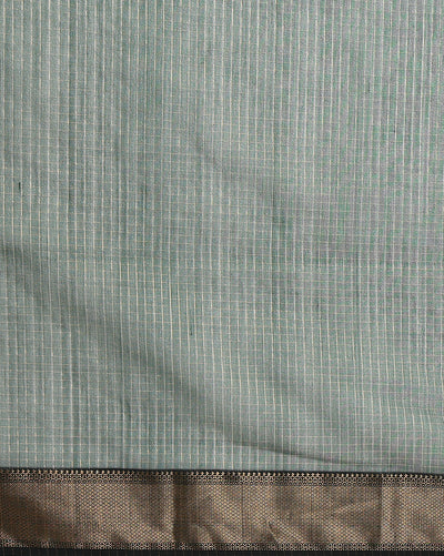 Misty Maheshwari Pure Silk Check Body Green Saree
