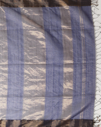 Poised Maheshwari Pure Silk Check Body Indigo Saree