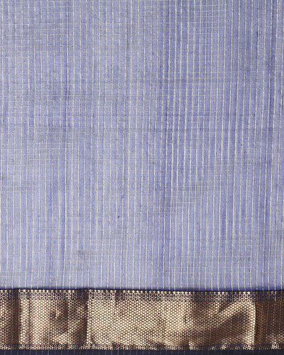 Poised Maheshwari Pure Silk Check Body Indigo Saree