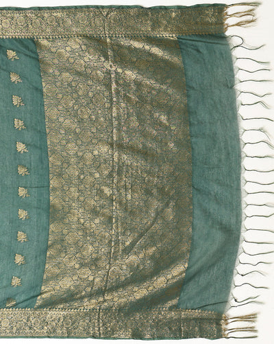 Luminous Banarasi Silk Jaquard Dark Green Saree