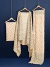 Blossom Floral Blockprinted Khadi Silk Beige Suit