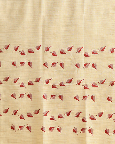 Blossom Leafy Blockprinted Khadi Silk Beige Suit