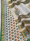 Indiehaat | Blockprint Chanderi Silk Saree Beige | Elegance in Silk