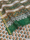 Indiehaat | Blockprint Chanderi Silk Saree Beige | Elegance in Silk