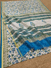 Indiehaat | Blockprint Chanderi Silk Saree Beige | Elegance in Silk