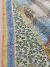 Indiehaat | Blockprint Chanderi Silk Saree Beige | Elegance in Silk