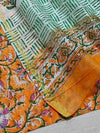 Indiehaat | Blockprint Chanderi Silk Saree Orange | Elegance in Silk