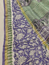Indiehaat | Blockprint Chanderi Silk Saree Blue | Elegance in Silk