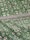 Indiehaat | Blockprint Chanderi Silk Saree Green | Elegance in Silk