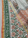 Indiehaat | Blockprint Chanderi Silk Saree Orange | Elegance in Silk