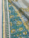 Indiehaat | Blockprint Chanderi Silk Saree Sea Green | Elegance in Silk