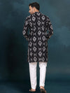 Indiehaat | Royal Reflection BlockPrinted Cotton Kurta Pyjama Matte Black