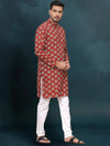 Indiehaat | Royal Reflection BlockPrinted Cotton Kurta Pyjama Classic Maroon