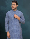 Indiehaat | Royal Reflection BlockPrinted Cotton Kurta Pyjama Clear Blue