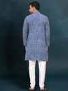 Indiehaat | Royal Reflection BlockPrinted Cotton Kurta Pyjama Clear Blue