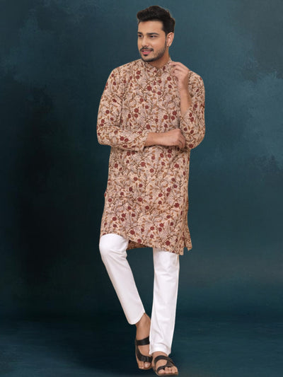 Indiehaat | Royal Reflection BlockPrinted Cotton Kurta Pyjama Calm Beige