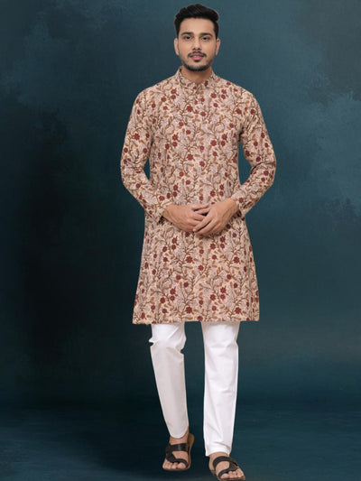 Indiehaat | Royal Reflection BlockPrinted Cotton Kurta Pyjama Calm Beige