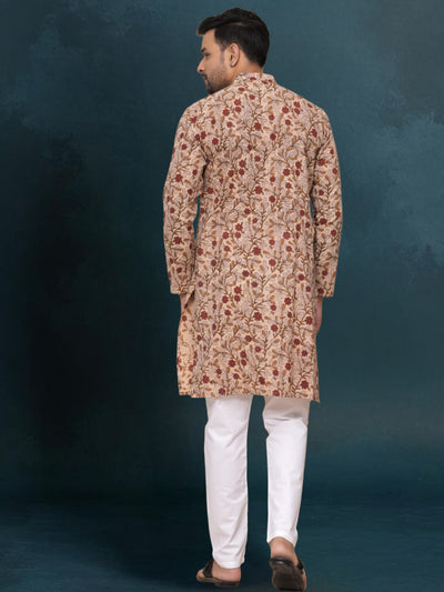 Indiehaat | Royal Reflection BlockPrinted Cotton Kurta Pyjama Calm Beige