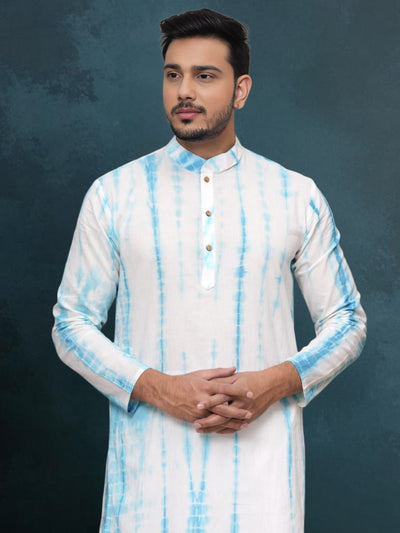 Indiehaat | Royal Reflection BlockPrinted Cotton Kurta Pyjama Crisp White