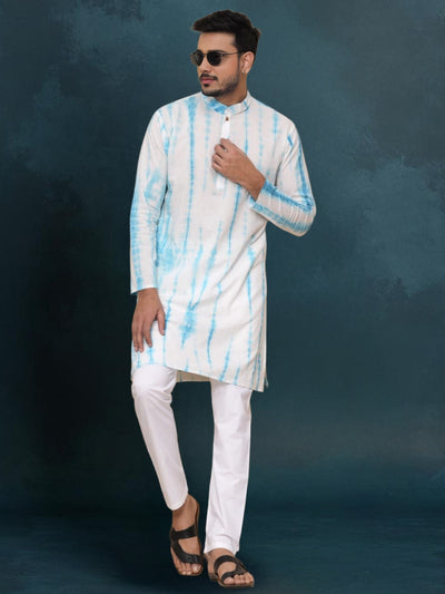 Indiehaat | Royal Reflection BlockPrinted Cotton Kurta Pyjama Crisp White