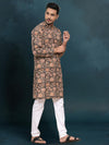 Indiehaat | Royal Reflection BlockPrinted Cotton Kurta Pyjama Raisin Black