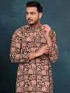 Indiehaat | Royal Reflection BlockPrinted Cotton Kurta Pyjama Raisin Black