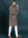 Indiehaat | Royal Reflection BlockPrinted Cotton Kurta Pyjama Intense Black