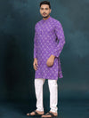 Indiehaat | Royal Reflection BlockPrinted Cotton Kurta Pyjama Royal Purple
