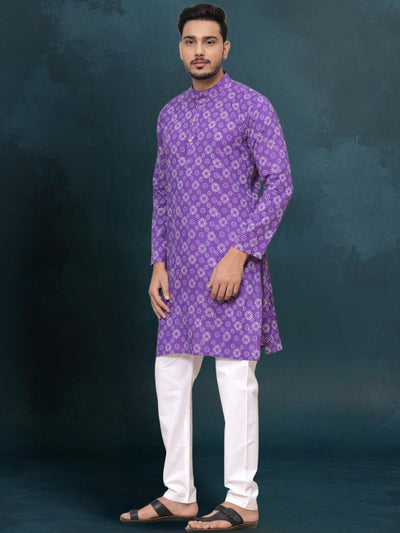 Indiehaat | Royal Reflection BlockPrinted Cotton Kurta Pyjama Royal Purple