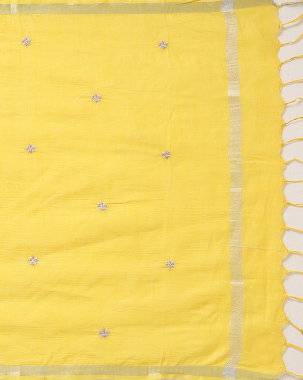 Gulmohar Slub Linen Vivid Yellow Unstitched Suit