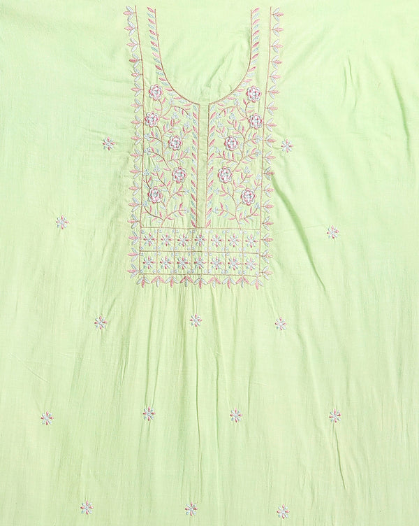 Gulmohar Slub Linen Pista Green Unstitched Suit