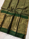 Indiehaat | Handloom Maheshwari Green Tissue Silk Saree