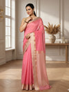 Dark pink handloom Maheshwari silk saree with tonal checks and a broad banded golden pallu