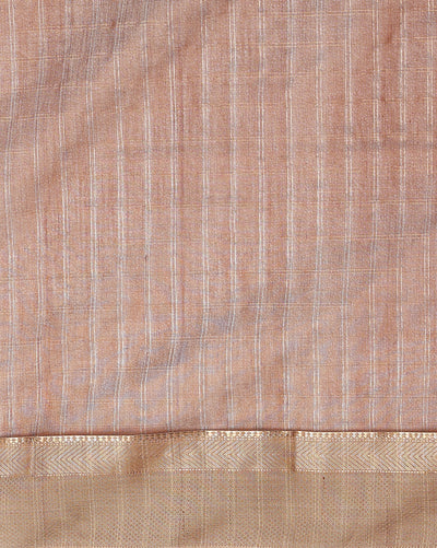 Stunning Pure Maheshwari Silk Allover Checks Earthy Brown Saree