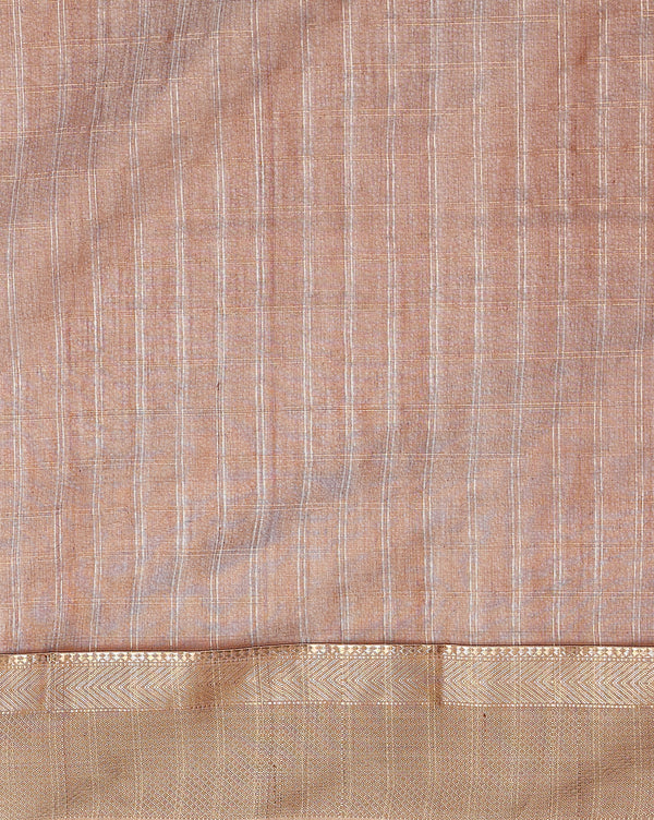 Stunning Pure Maheshwari Silk Allover Checks Earthy Brown Saree