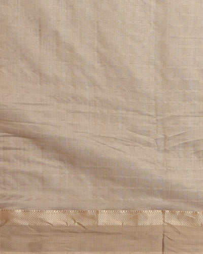 Stunning Pure Maheshwari Silk Allover Checks Earthy Brown Saree