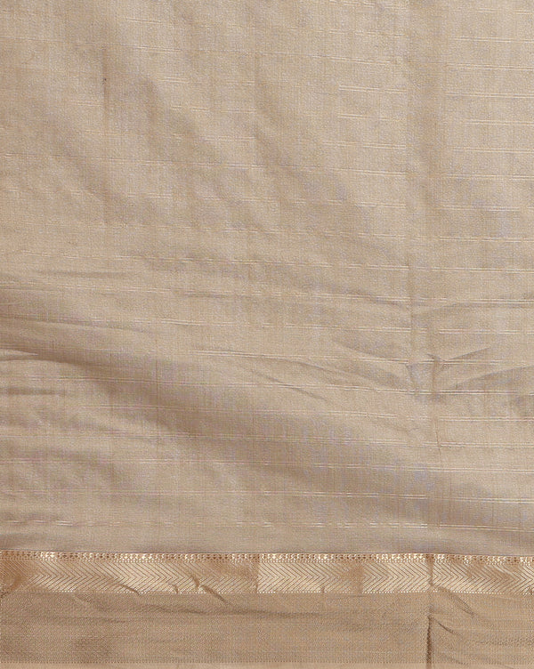 Stunning Pure Maheshwari Silk Allover Checks Earthy Brown Saree