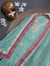 Indiehaat|Kota Doria Gota Patti Green Suit(Top+Bottom+Dupatta)