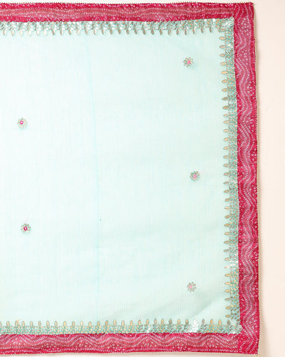 Glimmering Kota Doria Gota Patti Soft Green Suit