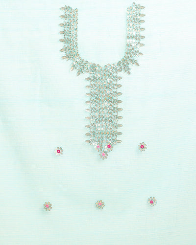 Glimmering Kota Doria Gota Patti Soft Green Suit