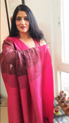 Handwoven Pure Linen Saree Purple Color with Blouse-Indiehaat