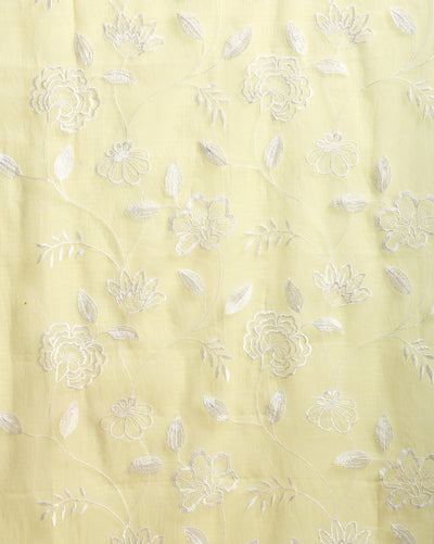 Kashidakari Kota Doria Embroidered Sunny Yellow Suit