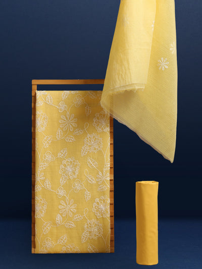 Indiehaat|Kota Doria Embroidered Yellow Suit
