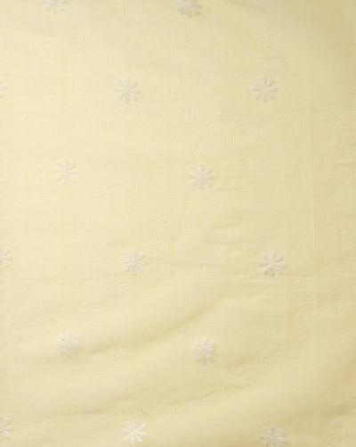 Kashidakari Kota Doria Embroidered Lemon Yellow Suit