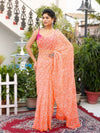 Tepchi Handwork Georgette Saree Soft Orange