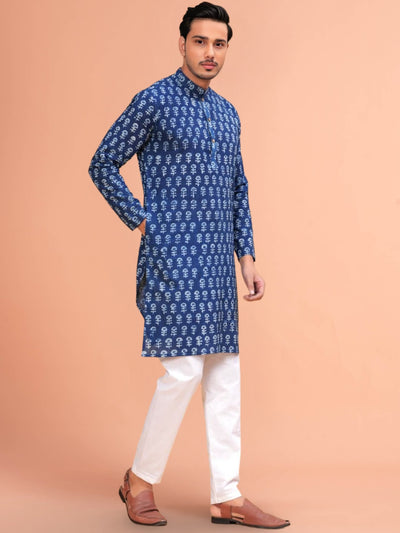 Indiehaat | BlockPrinted Cotton Kurta Pyjama Blue
